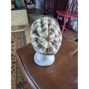 Hand Knit Winter Beanie Hat Cream & Beige One-Size. Great Stocking Stuffer!‎